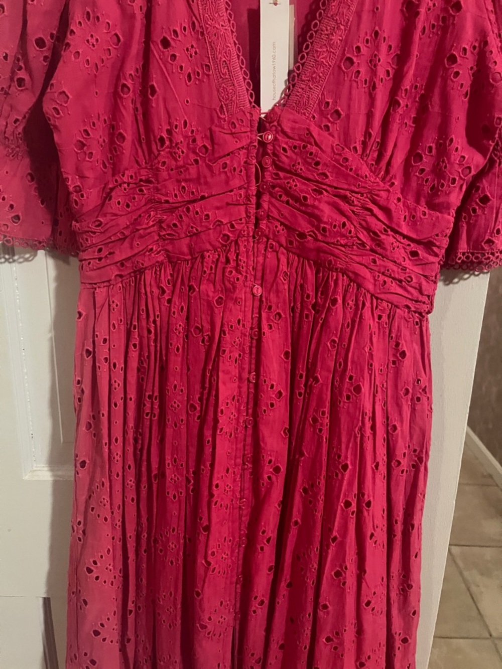 House of Harlow 1960 Raspberry Eyelet Midi Dress - Picture 6 of 7